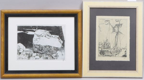 Janssen, Horst (1929 - 1995 Hamburg), 2 Radierungen, jeweils unten rechts bleimonogrammiert, hinter