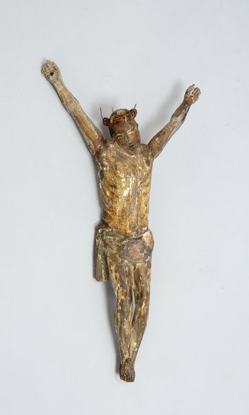 Sakrale Holzfigur (Österreich, antik), 'Christusdarstellung', Figur mit Resten von weißer Fassung; H