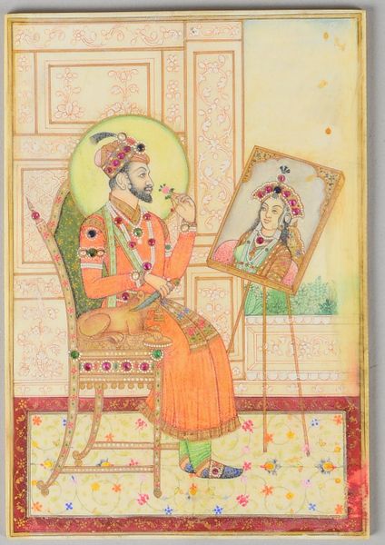 2 Miniaturmalereien (Indien - im Mogul-/Rajput-Stil), 'Kaiser Shah Jahan mit Gattin Mumtaz Mahal' (f