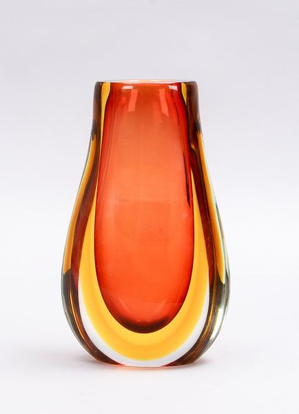 Flavio Poli, Sommerso Vase, 50er Jahre, mehrfarbiges Glas. Höhe: 24cm.