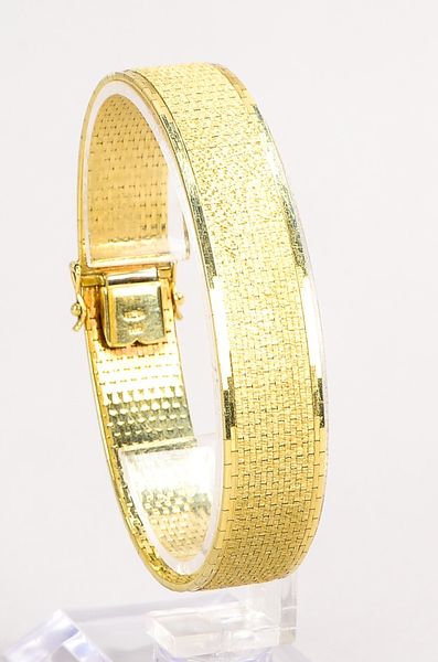 Armband, 585 GG (gestempelt), Steckschließe mit doppelter Sicherheitsacht; Länge 18,5 cm, Breite 1,4