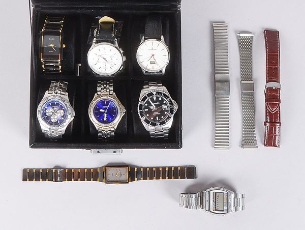 Kleines Armbanduhren-Sammlerkonvolut, unterschiedliche Marken und Ausführungen, 8 Stück/davon 6x Her