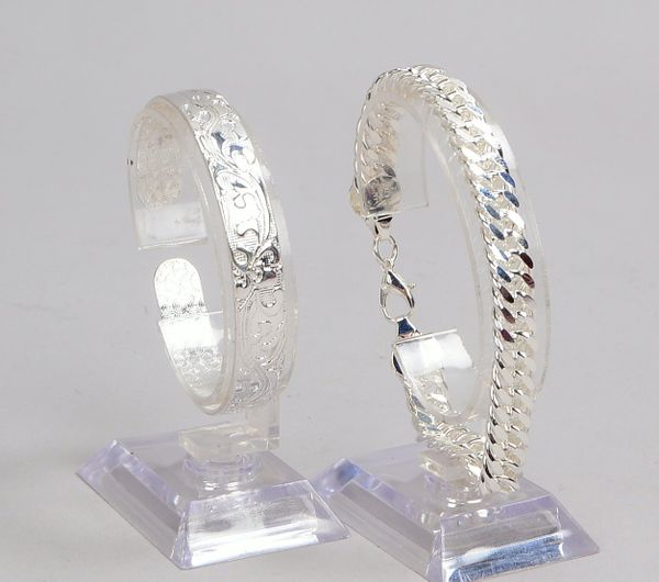 Armschmuck, 925 Sterlingsilber, verschiedene Ausführungen, 2 Teile: 1x Armband mit Panzergliedern, L