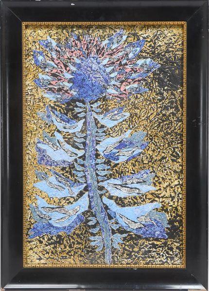 Riemann, Gerd (*1927 Bremen/Niedersachsen), 'Sonnenblume', Mischtechnik auf geprägtem Papier/gerahmt