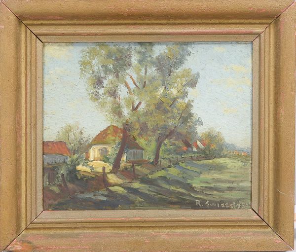 Gwiasda, Rudolf (1889 - 1976 Bremen), 'Am Dorfrand', Öl auf Hartfaser/gerahmt, unten rechts signiert
