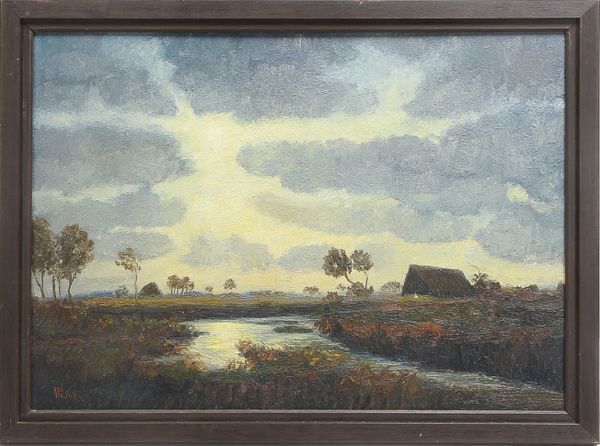 Pick, Hans (1931 Düren - 2014 Bremen), 'Wümmelandschaft', Öl auf Malpappe/gerahmt, unten links signi