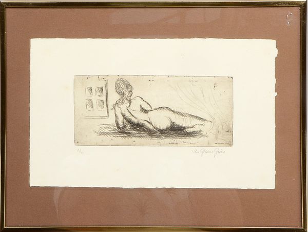 Glasow-Gröne, Ilse (1937 - 2022), 'Liegender weiblicher Rückenakt', Radierung, Auflage-Nr. '2/10', b