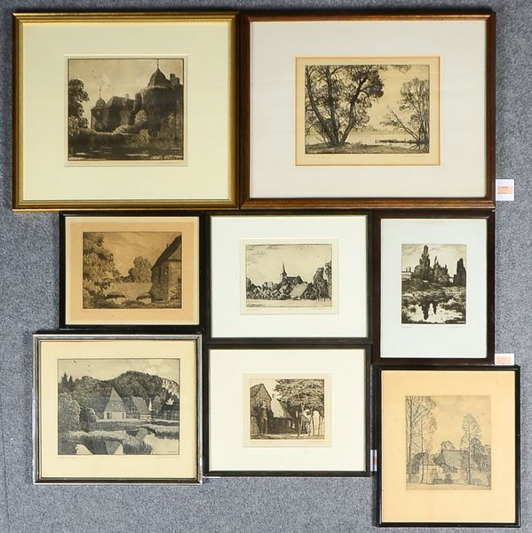 Wedepohl, Gerhard (1893 Schönebeck - 1930 Bremen), kleine Grafiksammlung, 8x Radierungen, verschiede