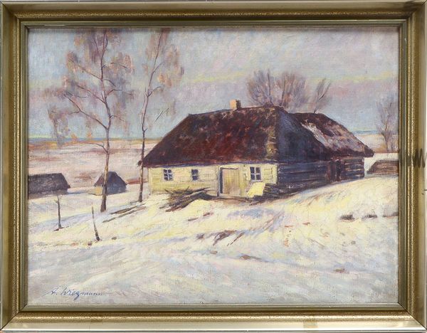 Wiegemann, Alfred (1886 Essen - 1973 Kuhstedt), 'Bauernhaus in Winterlandschaft', signiert, Öl/LW; R