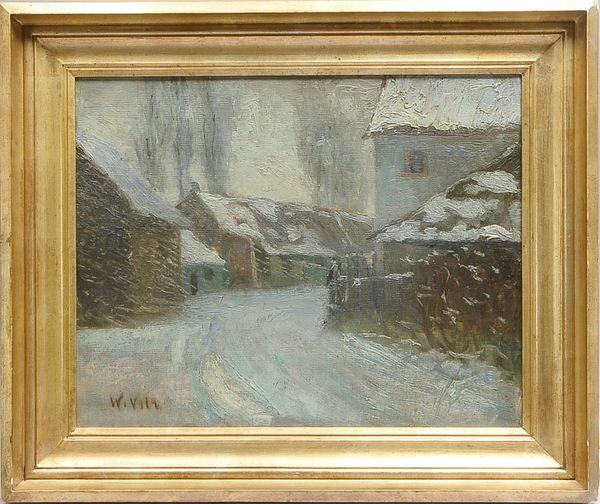 Volk Wilhelm (1855 München - 1901), "Weg ins Dorf", Öl auf Malpappe, unten links signiert, gerahmt;