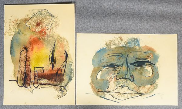 Monogrammist, 'Köpfe', 2 Lithographien, unten rechts in Blei monogrammiert und datiert ('67); Bildma