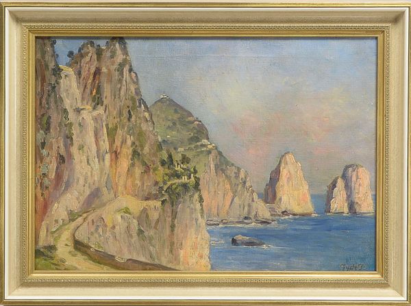 Gyde Petersen, Hans (1862 - 1943), 'Capri und Faraglioni Felsen', Öl/Lw, unten links signiert; Bildm