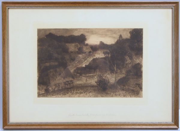 Overbeck, Fritz (1869 Bremen - 1909 Vegesack), 'Worpsweder Gehöft', Radierung, in der Platte signier