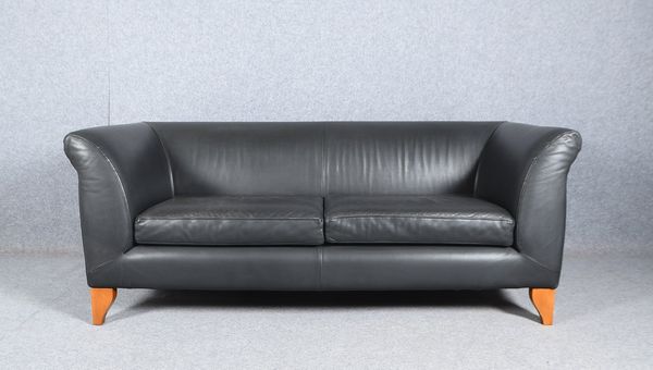 Dema/Italien, Designer-Sofa/Zweisitzer, in klassischer Formgebung, hier: seltene Leder-Ausführung in