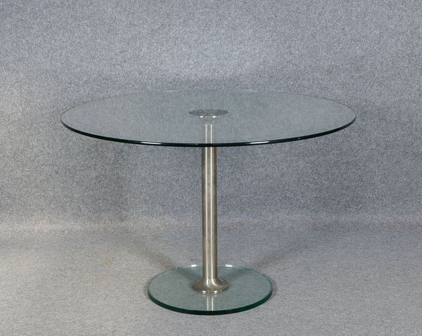 Draenert, großer Designer-Glastisch/Clubtisch, Modell '1010 Largo', Klarglas-Platte und Sockel, Stan