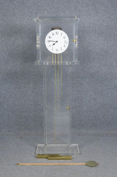 Standuhr, Franz Hermle, Räderwerk mit Schlag auf Stäbe, im, Plexiglas-Gehäuse, wei&sz