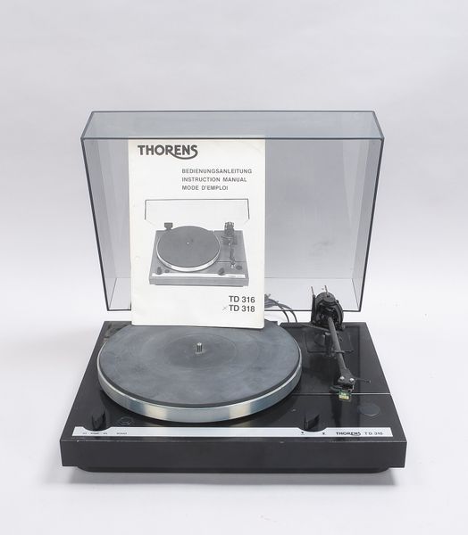 Vintage-Plattenspieler, Thorens, Modell 'TD 318', mit Elac D793E SV-Tonabnehmersystem - ohne Nadel!,