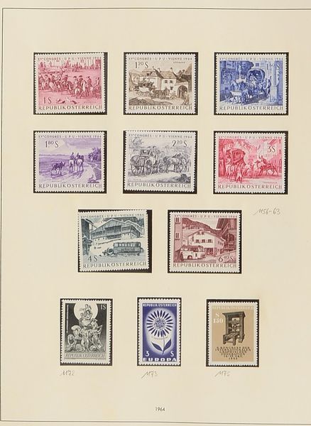 Briefmarken, ('Österr.'), 1945 - 1974: postfr., fast kompl. - im Safe-Falzlosalbum ges.
