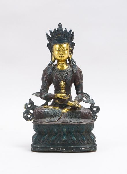 Metallskulptur (Tibet), 'Buddha Vajrasattva' - Buddha der Reinigung (mit 'Vajra-Ghanta'-Attributen i